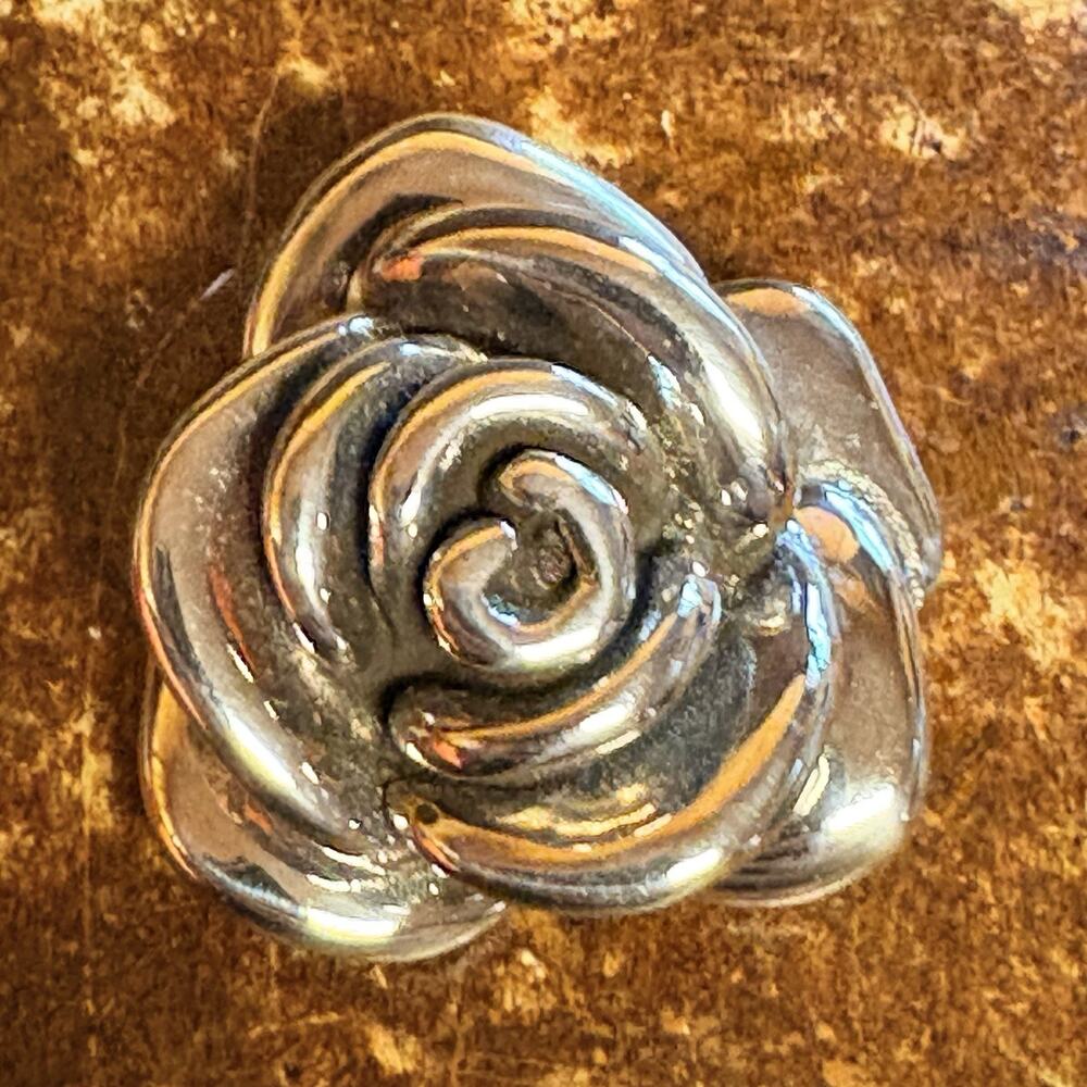 Sterling Silver Puff(3D) Rose Pendant for Necklace Lightweight Vintage